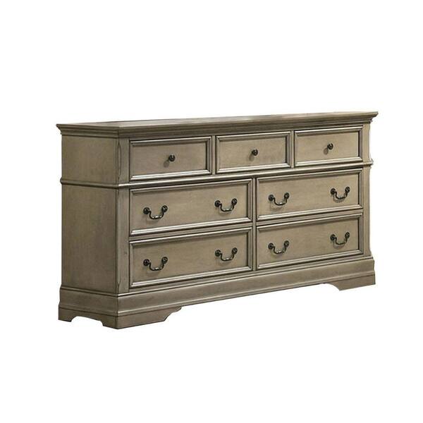 Benjara 17.63 in. Gray 7Drawer Wooden Dresser Without Mirror BM300694