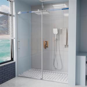 VENUS 60 in. W x 76 in. H Sliding Frameless Shower Door in Chrome Finish with Clear Glass