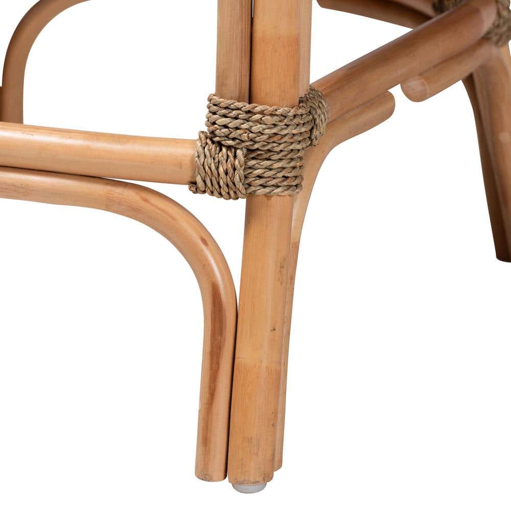 Kyle Bohemian Natural Brown Rattan & Mahogany Counter Stool