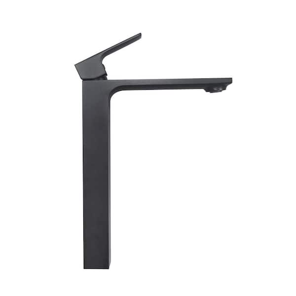 Mondawe Spot Resistant Single Handle Single Hole Bathroom Faucet in Matte Black with Pop Up Drain