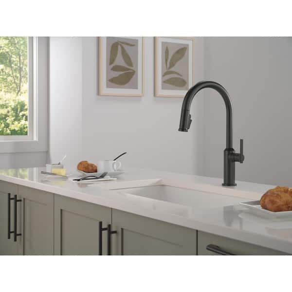 Cordova Matte Black 17.13 in. H Pull Down Sprayer Kitchen Faucet with 360° Swivel Spout