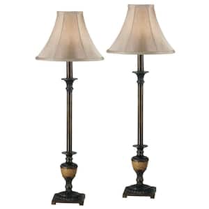 Emily 30 in. Crackled Bronze Buffet Lamp Set (2-Pack)