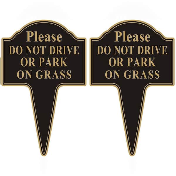 2-Pack 10 in. x 14 in. Stay Off Grass Sign with Integrated Stake, Rust-Free Aluminum