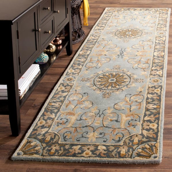 Empire Blue 3 ft. x 8 ft. Border Runner Rug