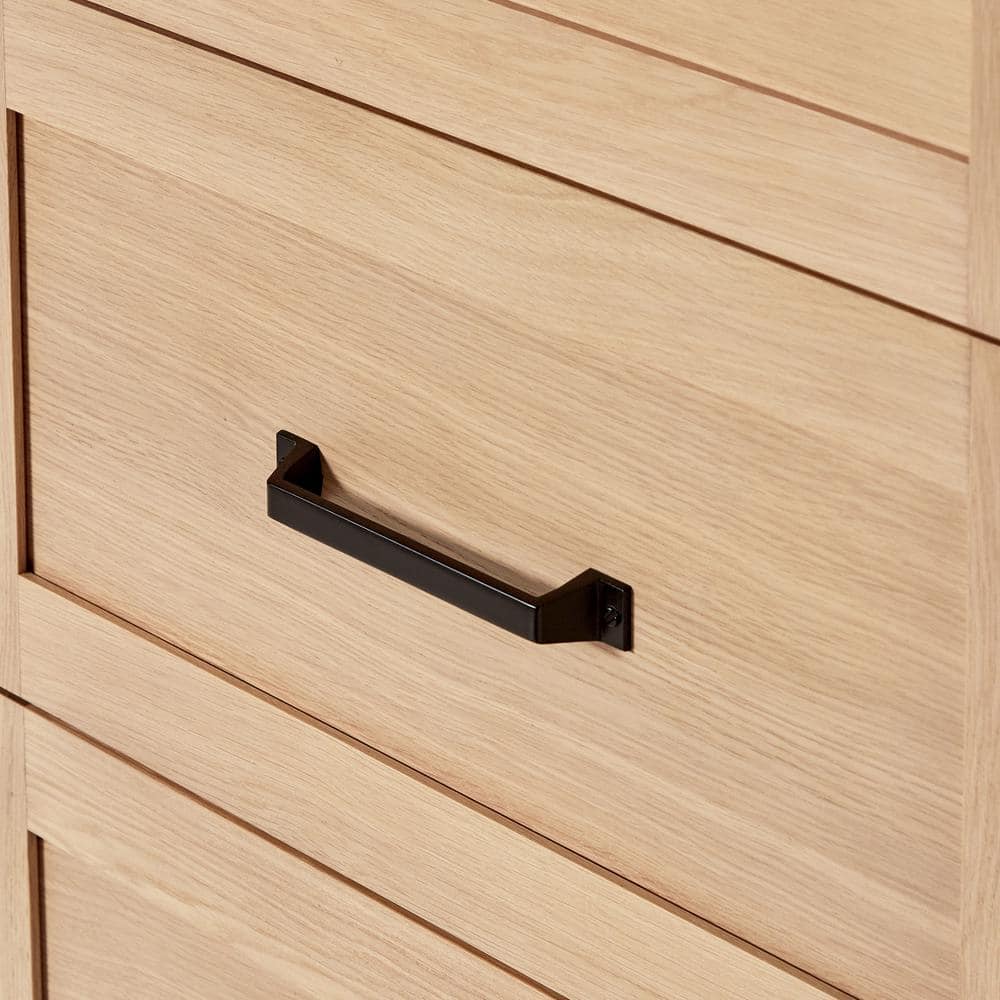 Monroe 66" Light Oak Freestanding Vanity Cabinet with Black Hardware