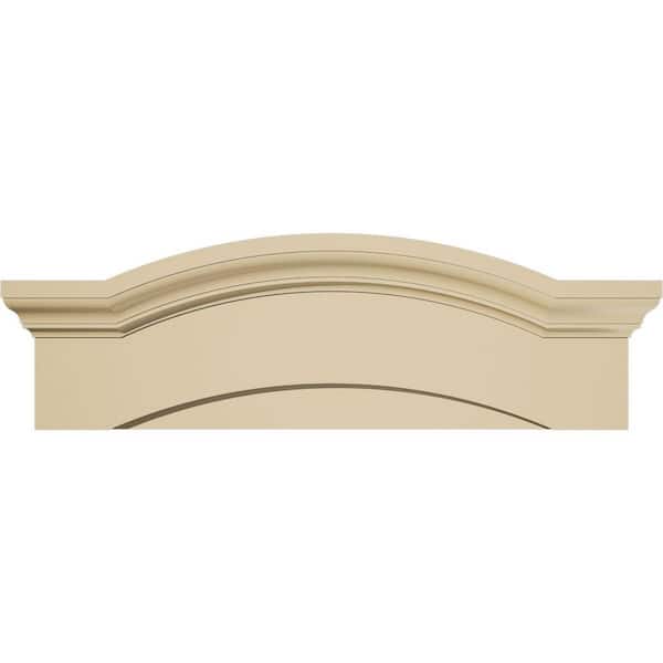 32 in. W x 10-1/2 in. H x 3 in. P Eyebrow Signature Urethane Pediment, Primed Tan