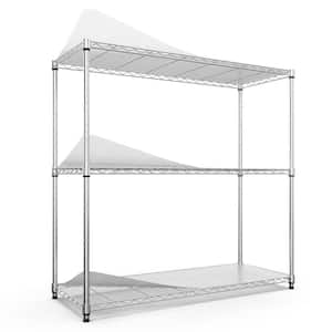 3-Tiers Steel Adjustable Garage Storage Shelving Unit in Chrome (48 in. W x 47.2 in. H x 18 in. D)
