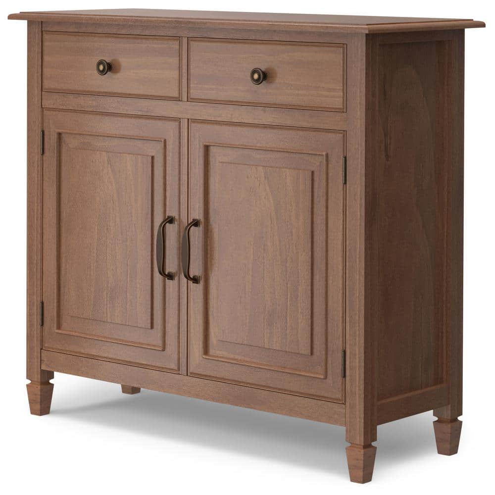 Medium Saddle Brown Solid Wood Office Storage Cabinet with Adjustable Shelving