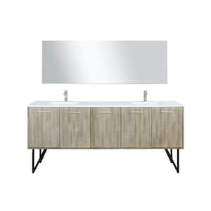 Lancy 80 in W x 20 in D Rustic Acacia Double Bath Vanity, Cultured Marble Top, Chrome Faucet Set and 70 in Mirror
