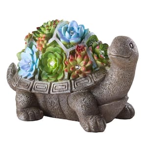 Solar Succulent Turtle Garden Statue - Turtle