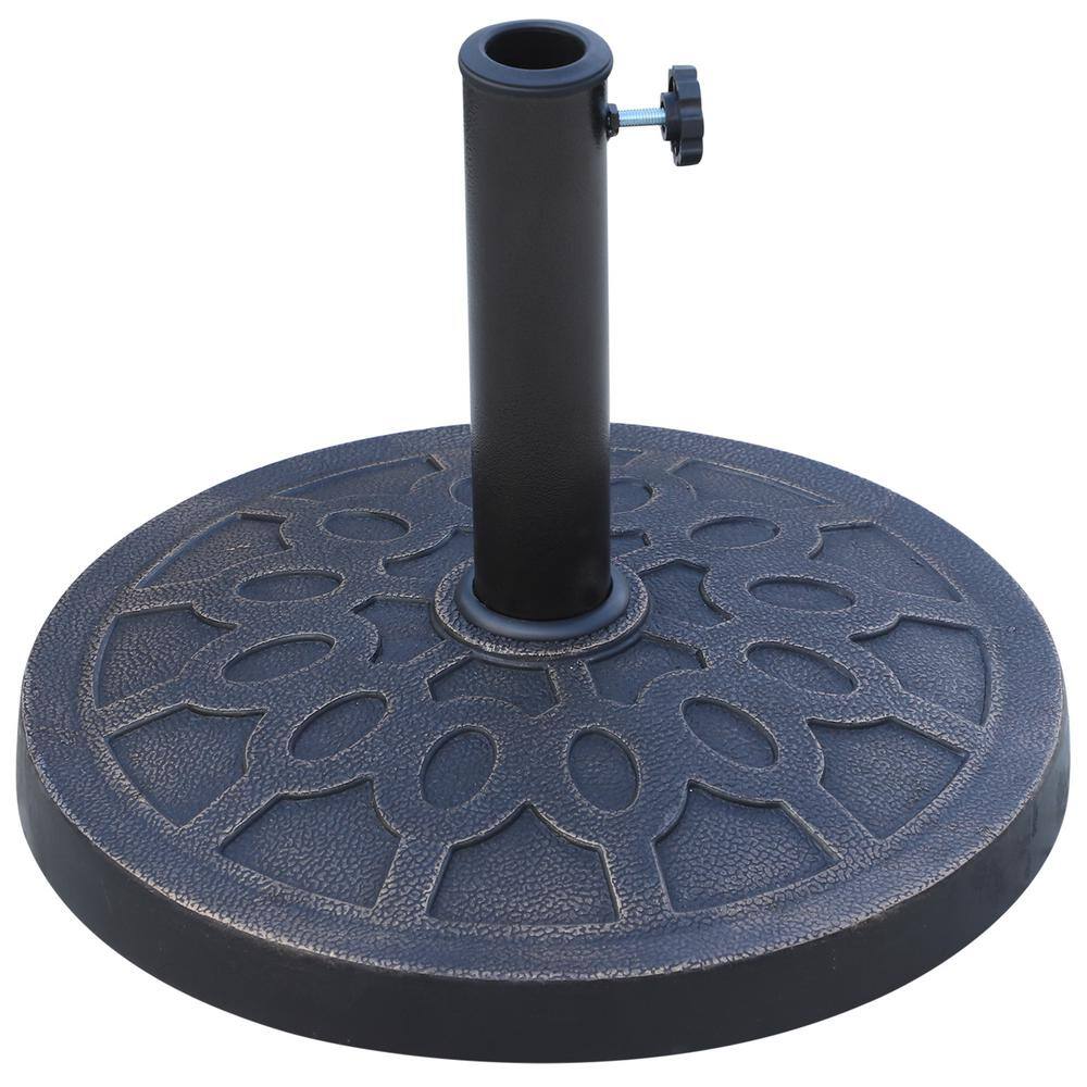 "18"" Round Resin Patio Umbrella Base Stand Market Parasol Holder with Beautiful Decorative Pattern & Easy Setup in Bronze" price history on PriceWatchPro