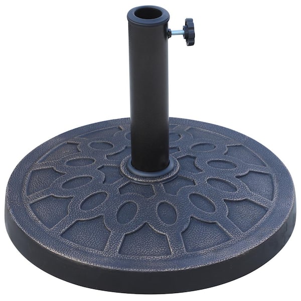 Otryad 18" Round Resin Patio Umbrella Base Stand Market Parasol Holder with Beautiful Decorative Pattern & Easy Setup in Bronze