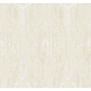 Medallion Beige and Off-White Paper Strippable Wallpaper Roll (Cover 60.75 sq. ft. )