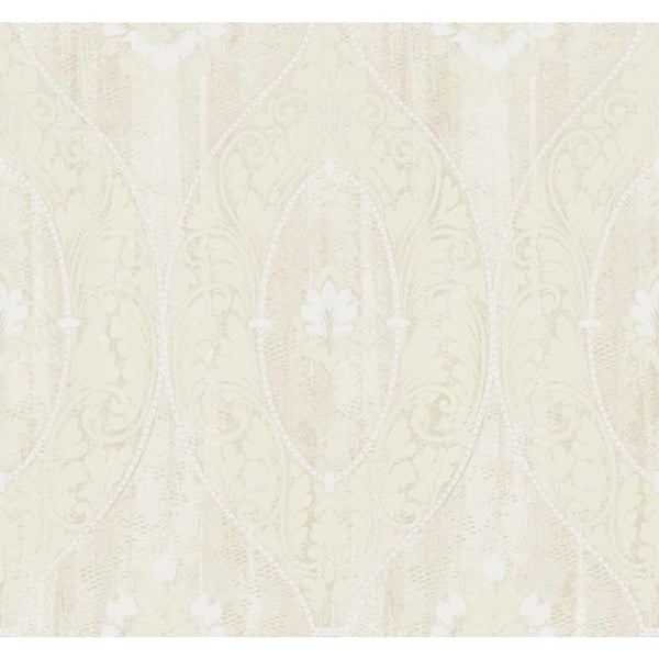 CASA MIA Medallion Beige and Off-White Paper Strippable Wallpaper Roll (Cover 60.75 sq. ft. )