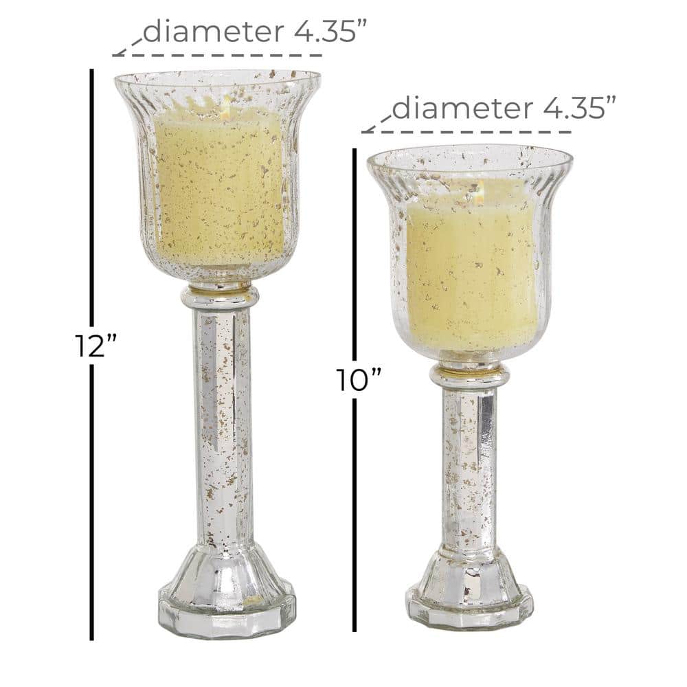Elegant Silver Glass 28" Hanging Hurricane Candle Lantern Set of 2