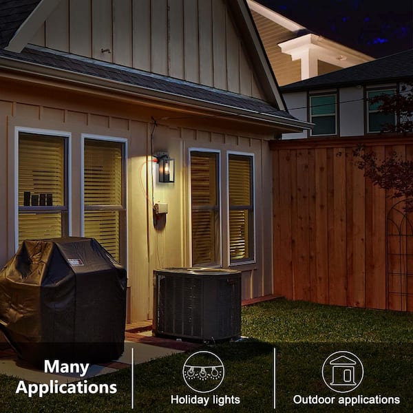 C Cattleya 12. 5in. Black Dusk to Dawn Outdoor Hardwired Wall