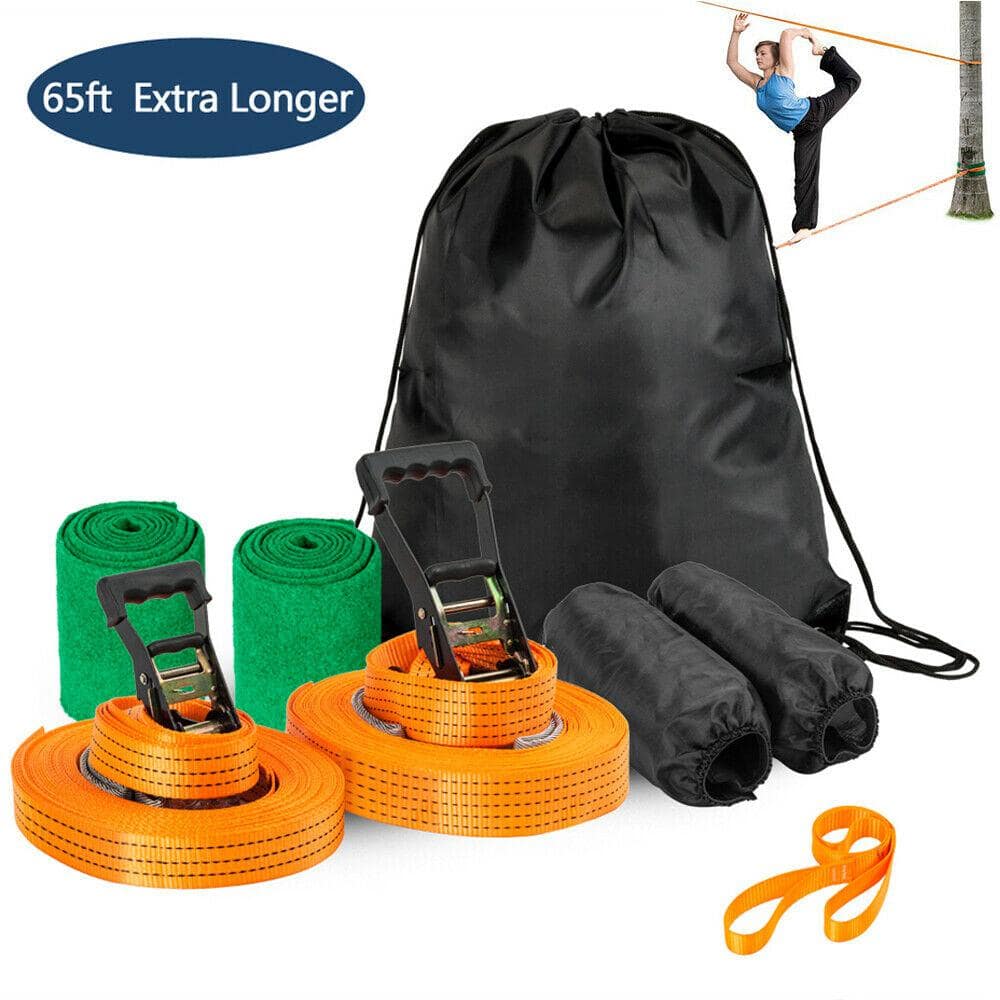 Karl home 59 ft./18 m Slackline Kit with Tree Protectors and Carry Bag ...