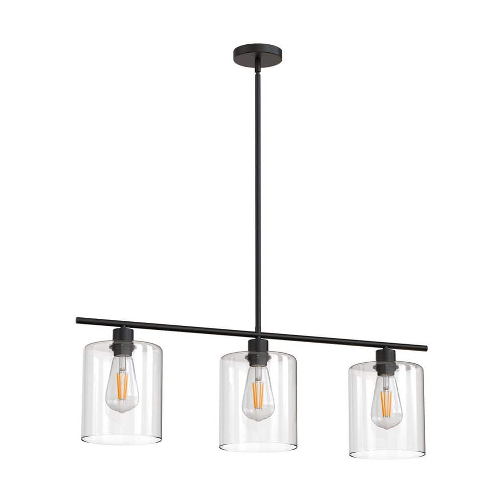 【3個】KSIHIMA PENDANT LIGHT GEM-6961 Black Emeritpro Industrial 3-Light Black Island Pendant Light with Clear