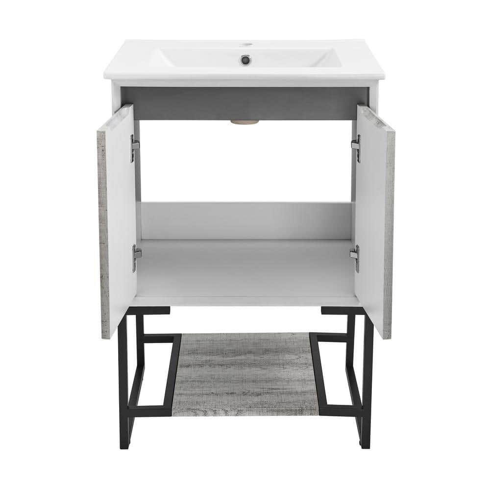 Marseille 24" Wax Oak and White Freestanding Bathroom Vanity