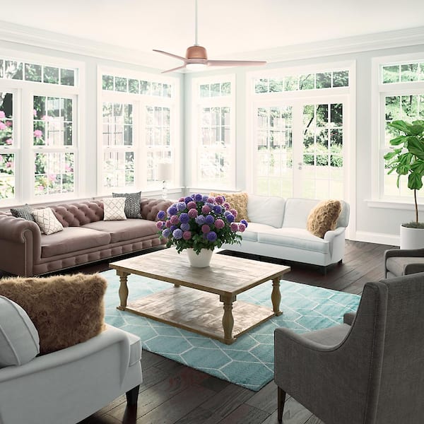 Hunter Norden 54 in. Integrated LED Indoor Satin Copper Ceiling Fan with Light Kit and Remote Control