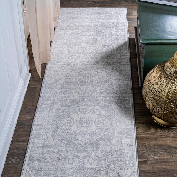 Modern Gray 2 ft. x 10 ft. Persian Vintage Medallion Runner Rug