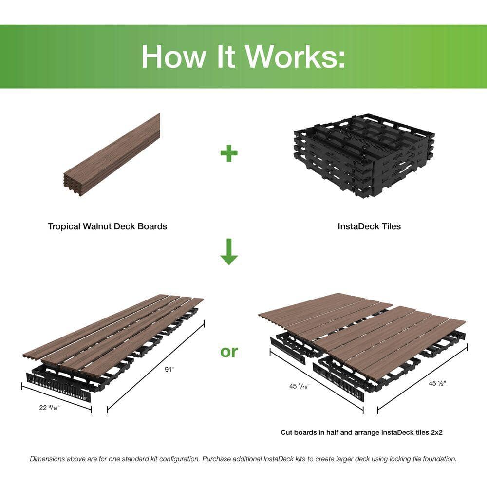 InstaDeck 4 ft. Walnut Composite Outdoor Flooring Kit