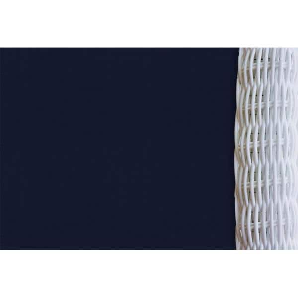 Portside Coastal White Wicker Rocking Chair with Navy Cushion