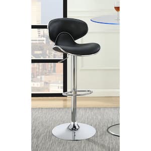 Edenton 25 in. Black and Chrome Low Upholstered Back Metal Frame Adjustable Bar Stool (Set of 2)