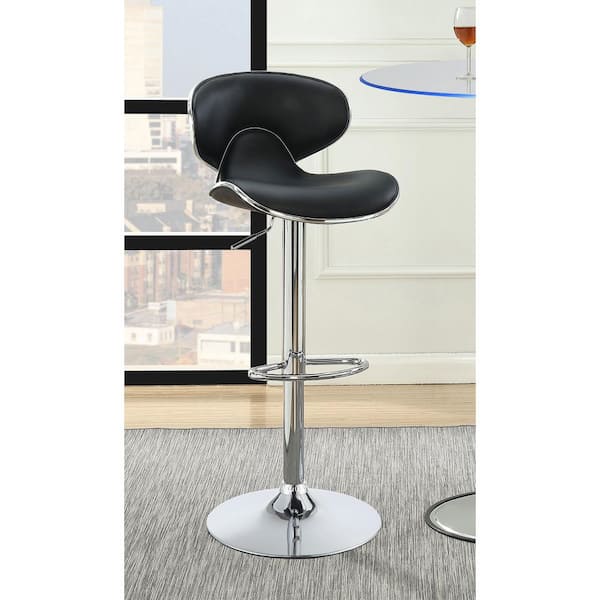 Coaster Edenton 25 in. Black and Chrome Low Upholstered Back Metal Frame Adjustable Bar Stool (Set of 2)