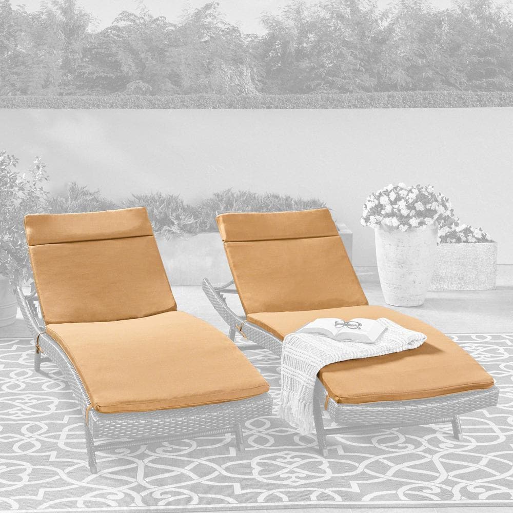 Caramel Polyester Outdoor Chaise Lounge Cushions with UV Protection