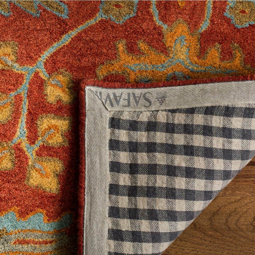 Elegant Red Wool Hand-Tufted Rectangular Area Rug