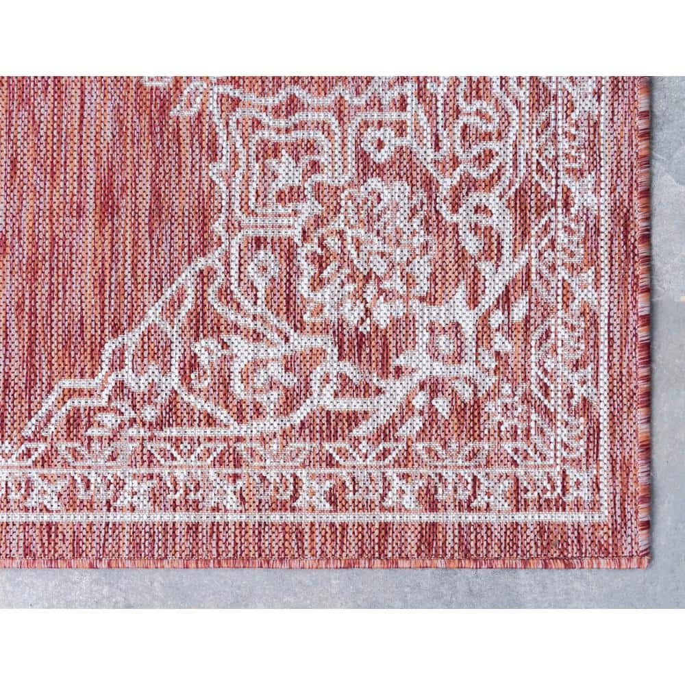 Rustic Rust Red 9' x 12' Synthetic Outdoor Area Rug