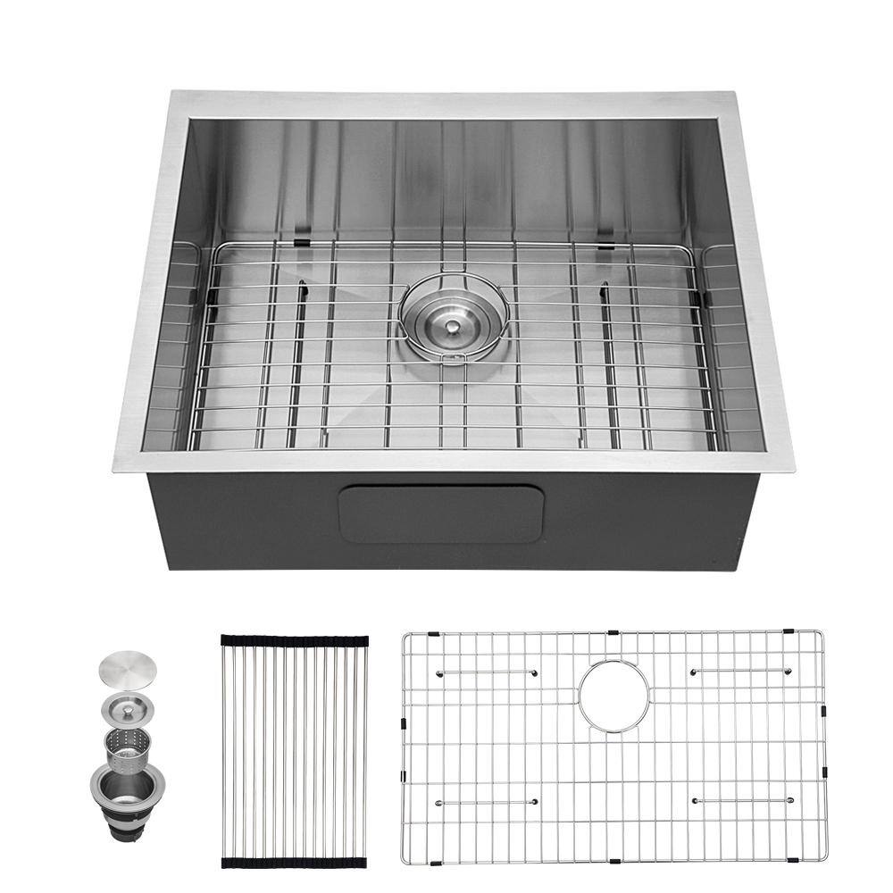 25 in. Undermount Single Bowl 18-Gauge Brushed Nickel Stainless Steel Kitchen Sink with Bottom Grids price history on PriceWatchPro