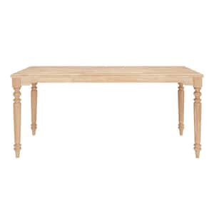 Unfinished Natural Pine Wood Rectangular Table for 6 with Leg Detail (68 in. L x 29.75 in. H)
