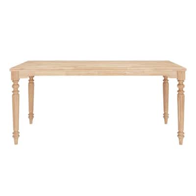 Unfinished Wood Rectangular Table for 6 with Leg Detail (68 in. L x 29.75 in. H)