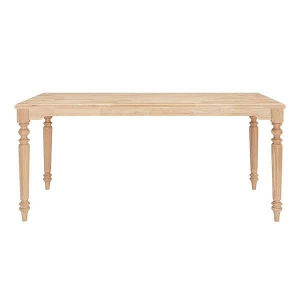 StyleWell Unfinished Natural Pine Wood Rectangular Table for 6 with Leg Detail (68 in. L x 29.75 in. H)