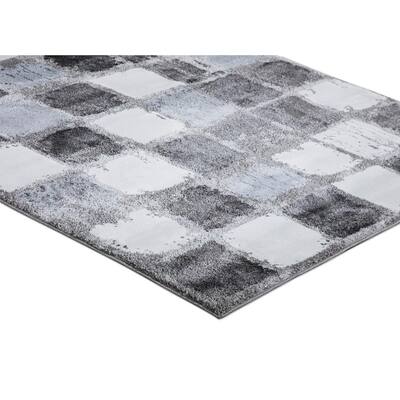 Piazza Squares Gray 5 ft. x 7 ft. Area Rug