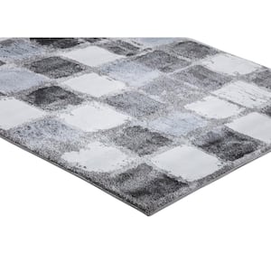 Piazza Squares Gray 8 ft. x 10 ft. Area Rug