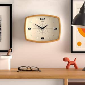10 in. W Rectangular Retro Blue Analog Plastic Wall Clock HP10926