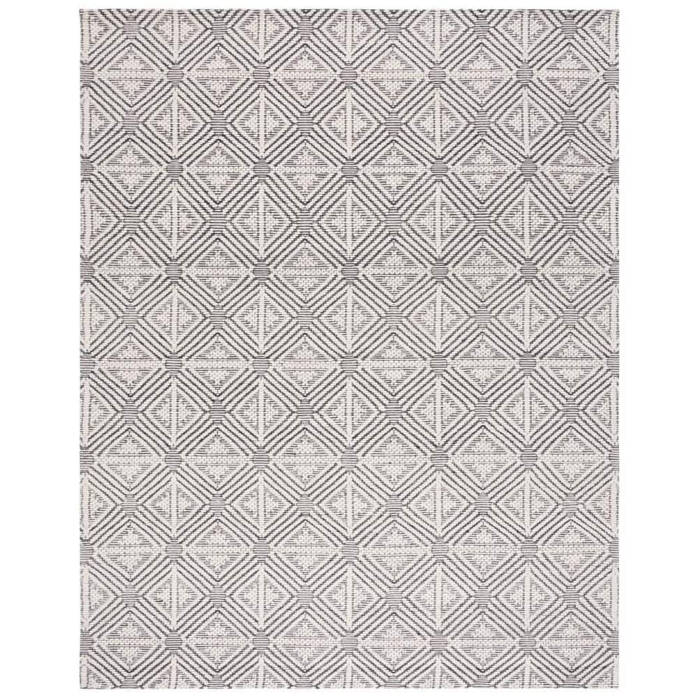 Black Geometric Handmade Wool 8' x 10' Area Rug