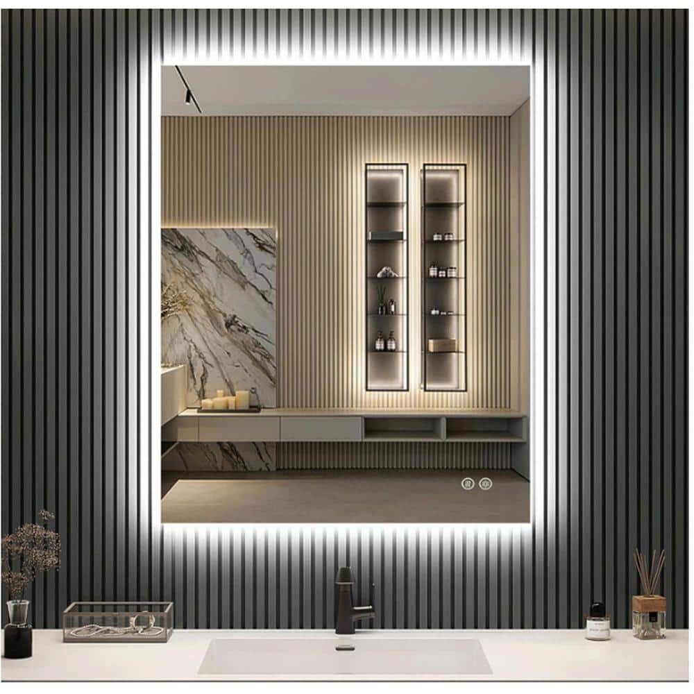 36 in. W x 36 in. H LED Back Light 3 Color Square Aluminum Frameless Wall B