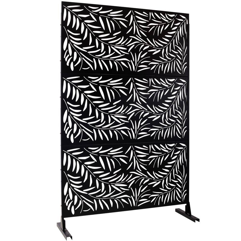 4 ft. x 6.33 ft. Black Outdoor and Indoor Freestanding Metal Privacy Screen Fence Panels for Lawn Garden (Not Composite) price history on PriceWatchPro