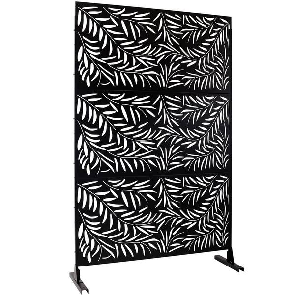 4 ft. x 6.33 ft. Black Outdoor and Indoor Freestanding Metal Privacy Screen Fence Panels for Lawn Garden (Not Composite)
