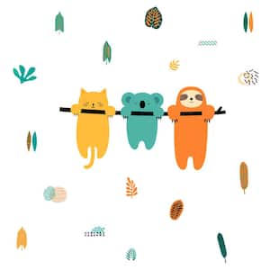 Orange and Teal and Yellow Koala and Sloth Giant Wall Decals