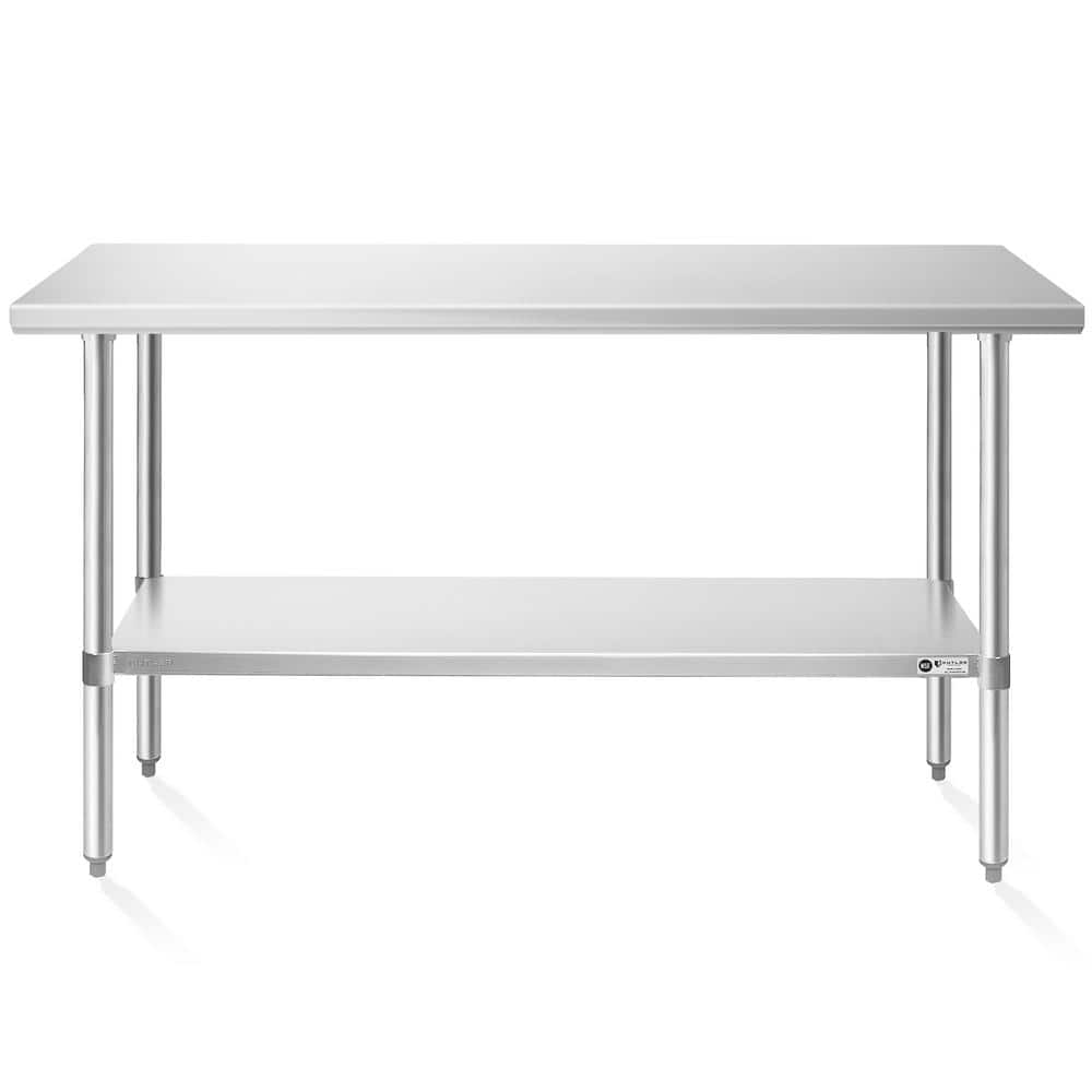 KUTLER 60'' Stainless Steel Commercial Kitchen Prep Table with Undershelf