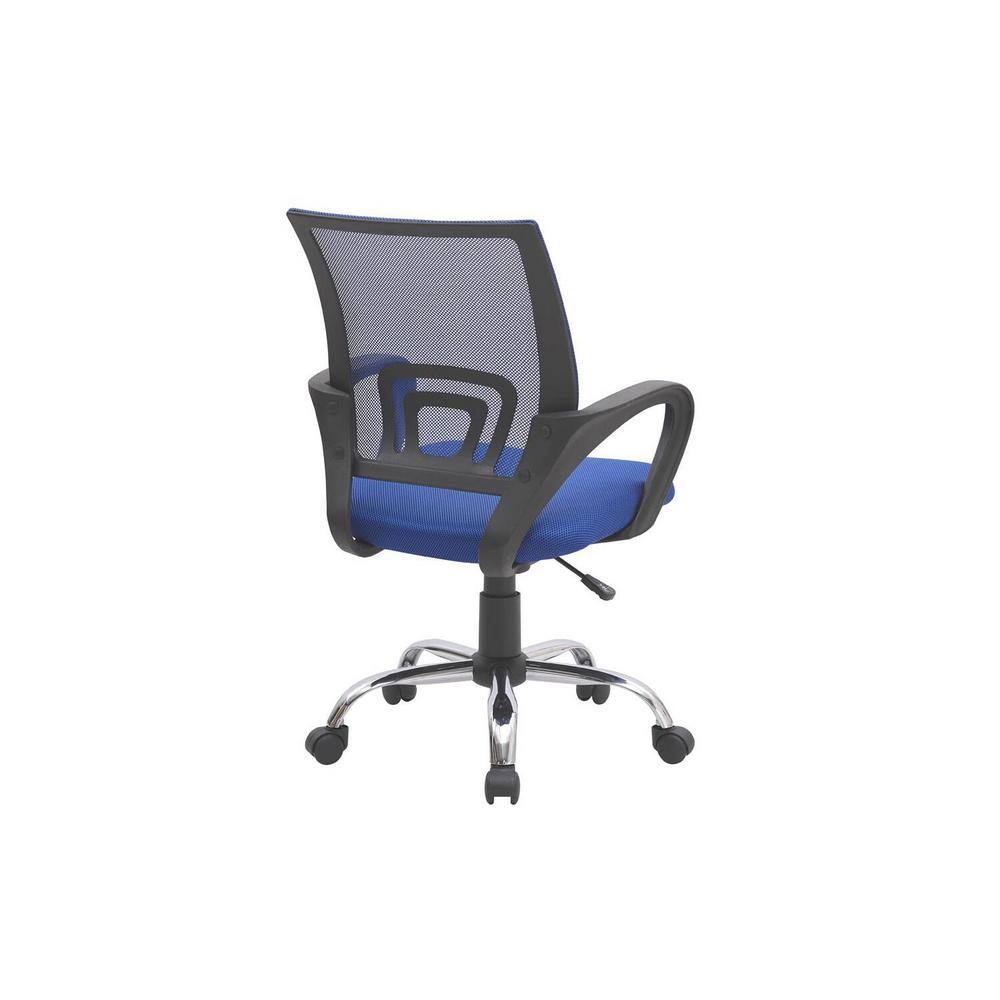 Blue Mid-Back Mesh Swivel Rolling Office Chair with Adjustable Height - Thumbnail 3