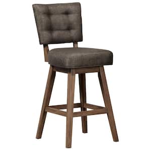 Lanning 41.25 in. Brown High Back Wood 26 in. Counter Stool with Chocolate Upholstered Seat and Back