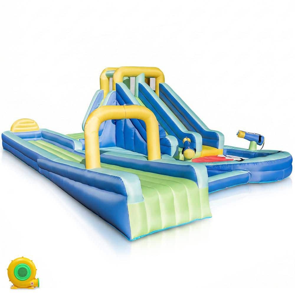 Oxford Cloth Shark Theme Dual Slide Inflatable Water Bounce Castle Bounce House in Blue with Climbing Wall price history on PriceWatchPro