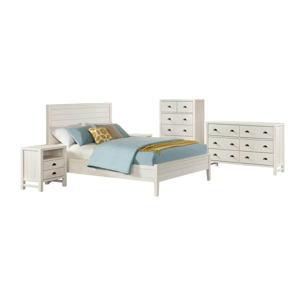 Arden 5-Piece Wood Bedroom Set with Queen Bed, Two 2-Drawer Nightstand, 5-D