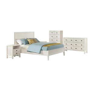 Arden 5-Piece Wood Bedroom Set with Queen Bed, Two 2-Drawer Nightstand, 5-Drawer Chest, 6-Drawer Dresser,Driftwood White